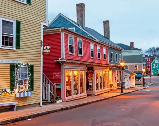 Marblehead Town Buildings Diamond Painting