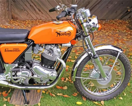 Norton 750 Commando Orange Motorcycle Diamond Painting