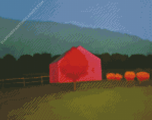 Pink Barn Art Diamond Painting