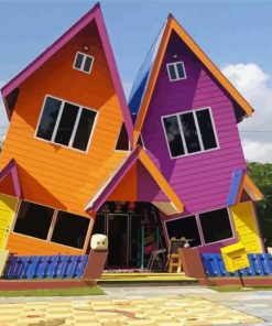 Colorful Crooked Houses Diamond Painting