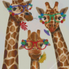 Giraffes With Flowers And Glasses Diamond Painting