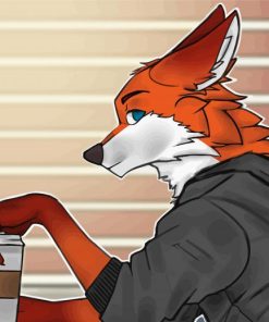 Anime Fox With Coffee Diamond Painting