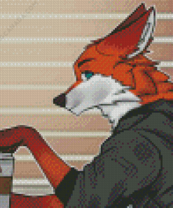 Anime Fox With Coffee Diamond Painting