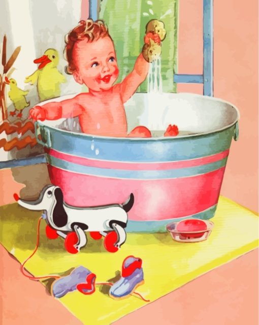 Baby Bathing Diamond Painting