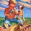 Boy And Dog Diamond Painting