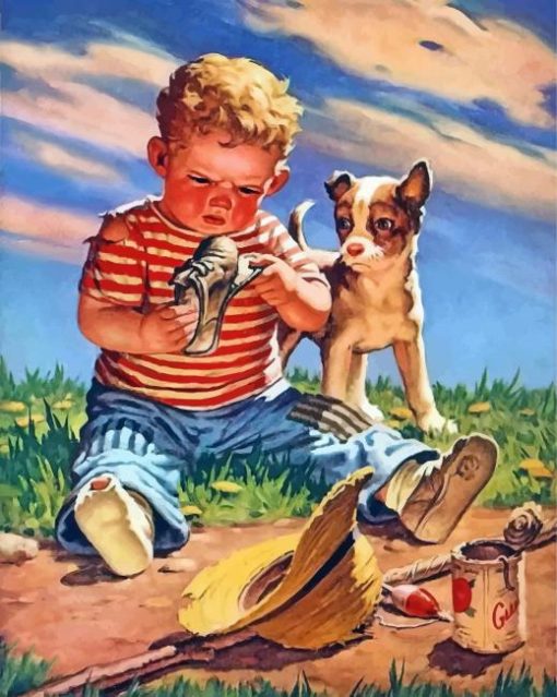 Boy And Dog Diamond Painting