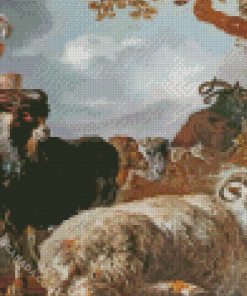 Boy With Goat And Sheep Diamond Painting