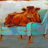 Brown Cow On Chair Diamond Painting