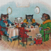 Cats At Dinner Table Diamond Painting