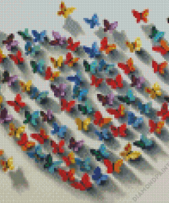 Colorful Buttterflies Heart Diamond Painting