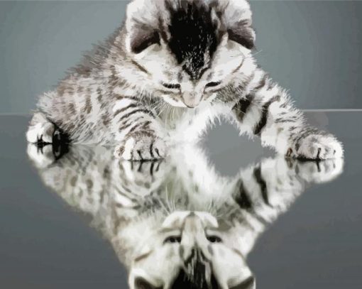 Cute Cat Reflection Diamond Painting