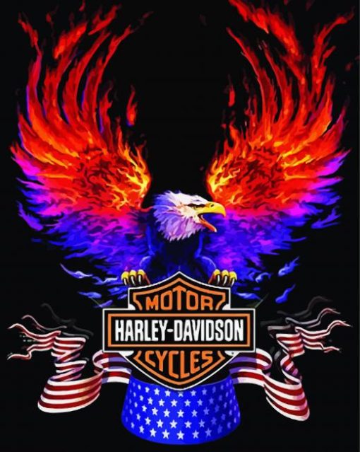 Eagle Bird With Harley Davidson Diamond Painting