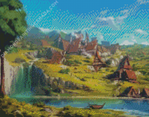 Fantasy Village Scene Diamond Painting