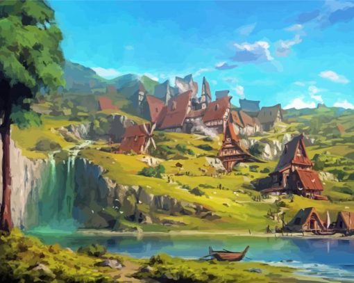 Fantasy Village Scene Diamond Painting