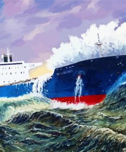 Freighter Ocean Waves Diamond Painting