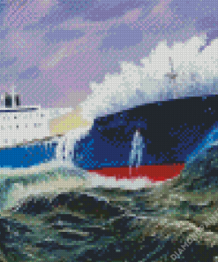 Freighter Ocean Waves Diamond Painting