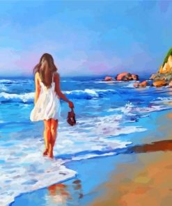 Girl By Beach Diamond Painting