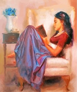 Girl Reading Book Art Diamond Painting