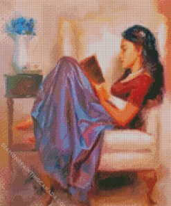 Girl Reading Book Art Diamond Painting