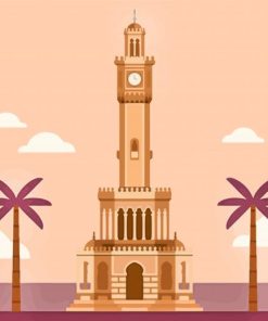 Izmir Clock Tower Illustration Diamond Painting