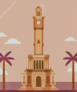 Izmir Clock Tower Illustration Diamond Painting