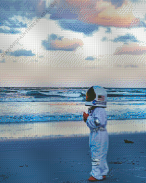 Little Astronaut Beach Diamond Painting