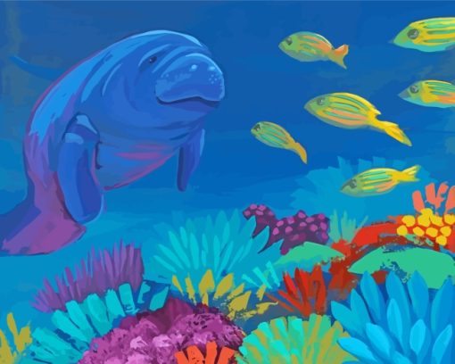 Manatee Undersea Art Diamond Painting