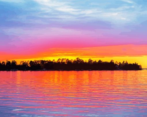 Minnesota Lake Sunset View Diamond Painting