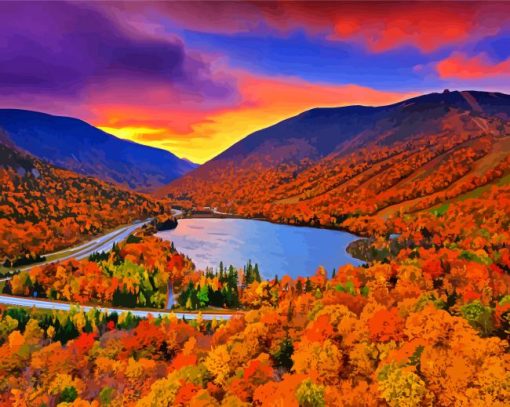 Mountain Trails Autumn Landscape Diamond Painting