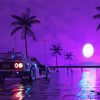 Palm Trees With Car At Night Diamond Painting