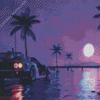 Palm Trees With Car At Night Diamond Painting