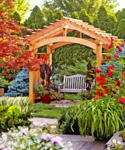 Pergola With Flowers In Garden Diamond Painting