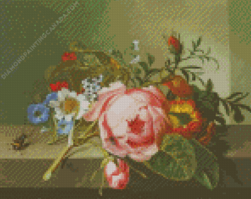 Posy Of Flowers With A Beetle Diamond Painting