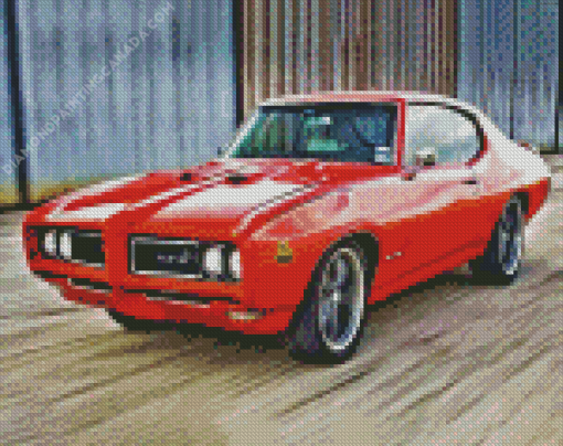 Red 1969 Pontiac Car Diamond Painting