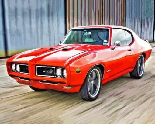 Red 1969 Pontiac Car Diamond Painting