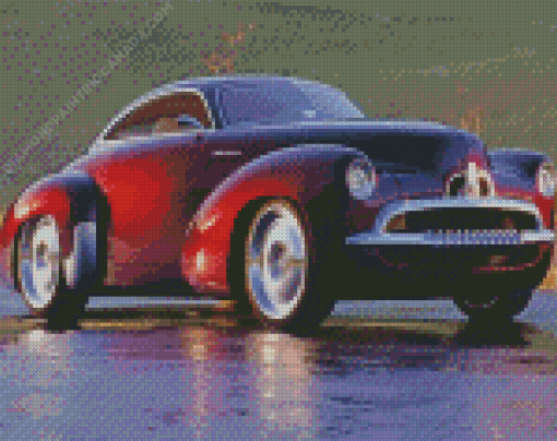 Red Classic Holden Car Diamond Painting