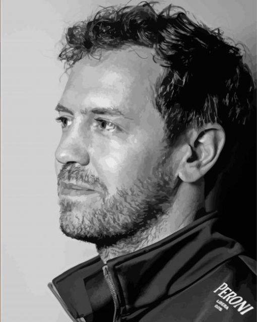 Sebastian Vettel In Black And White Diamond Painting