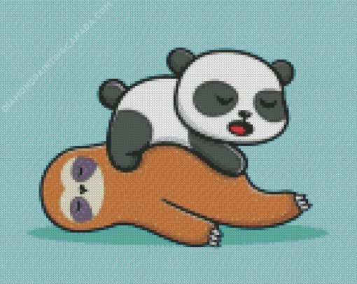 Sleepy Panda And Sloth Diamond Painting