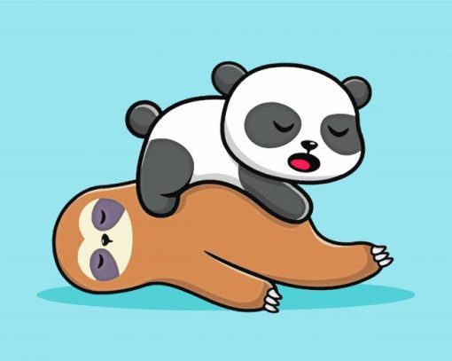 Sleepy Panda And Sloth Diamond Painting