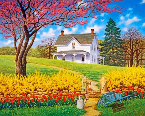 Spring Farm House Diamond Painting