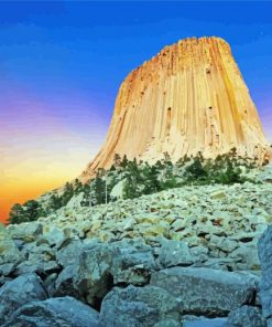 Sunset At Devil Tower Diamond Painting