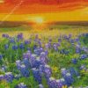 Texas Bluebonnets Sunset Landscape Diamond Painting