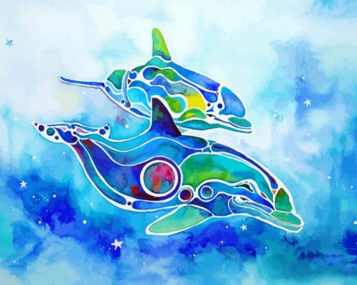 Two Abstract Dolphins Diamond Painting