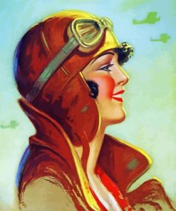 Vintage Pilot Girl Diamond Painting