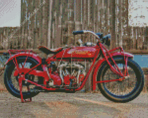 Vintage Red Indian Motorcycle Diamond Painting