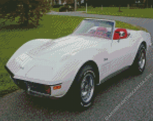 Vintage White Chevy Stingray Diamond Painting