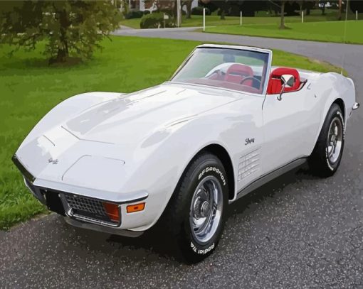 Vintage White Chevy Stingray Diamond Painting