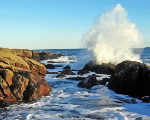 Waves And Rocks Coast Diamond Painting