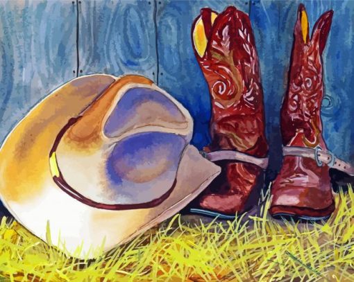 Western Cowboy Hat And Boots Diamond Painting