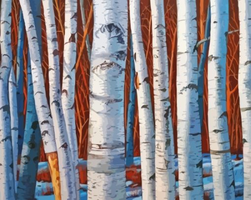 White Birches Trees Diamond Painting